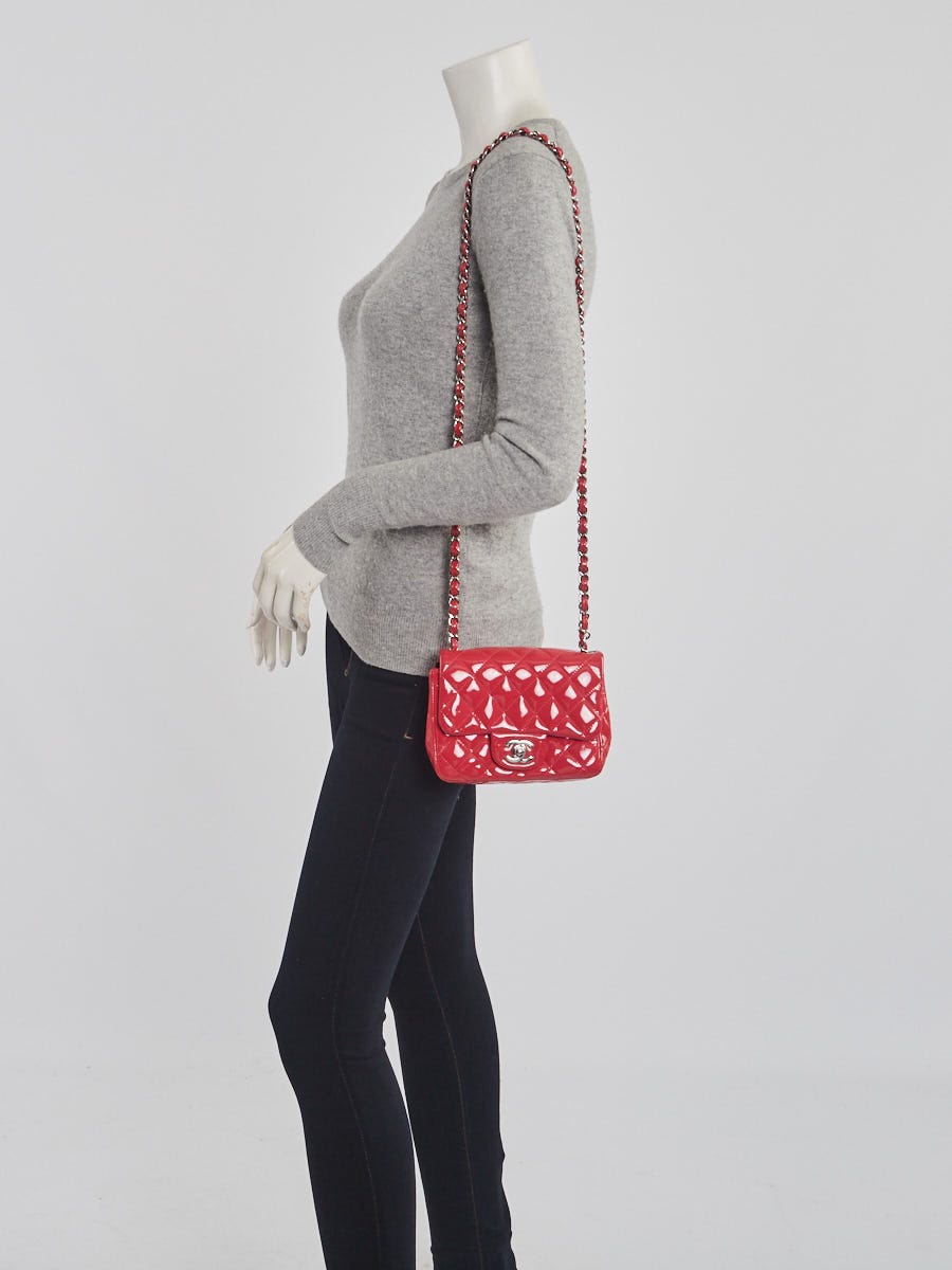 Chanel Pink Quilted Patent Leather Classic Square Mini Flap Bag