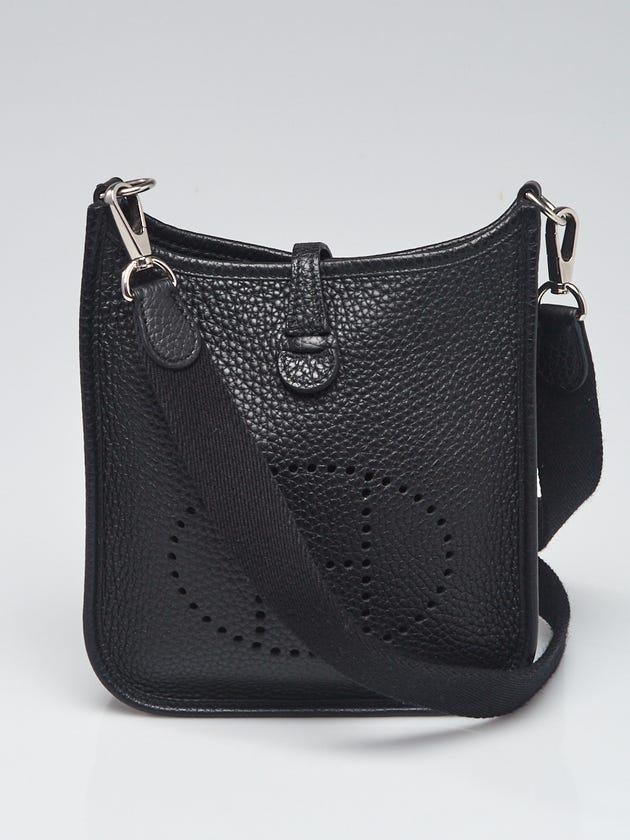 Hermes 16cm Black Clemence Leather Evelyne TPM