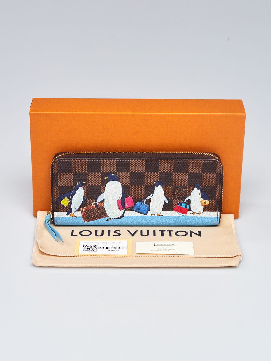 Louis Vuitton Wallet Clemence Penguins Xmas Damier Ebene Brown/Blue in  Canvas with Gold-tone - US