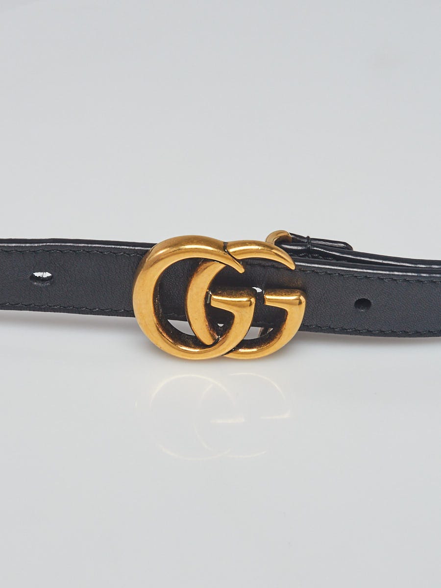 Gucci Black Smooth Leather Slim Double G Belt 95/38  display picture 2