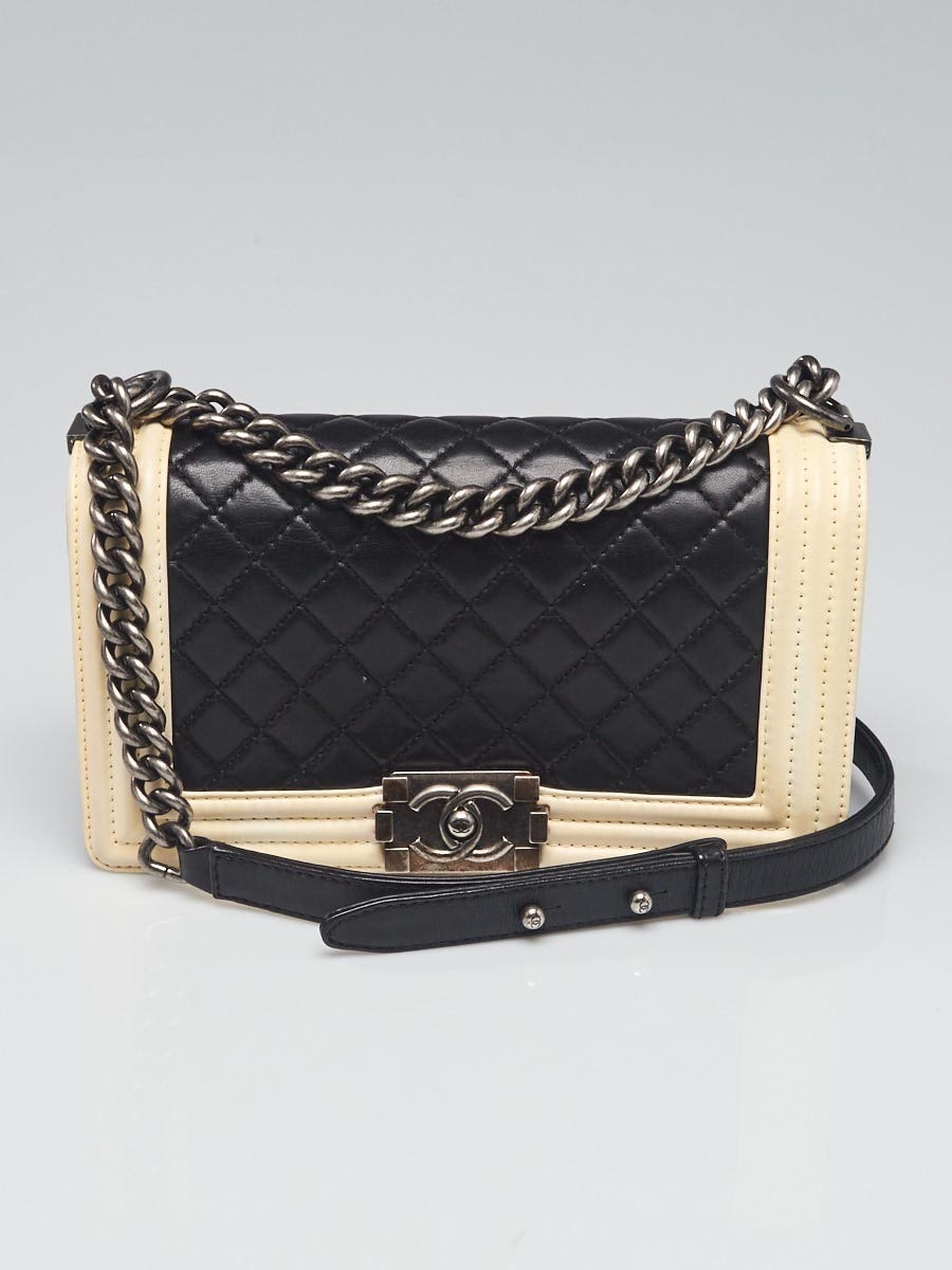 Chanel Black Quilted Lambskin Leather New Medium Boy Bag - Yoogi's