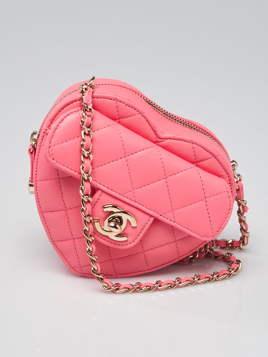 Chanel Pink Quilted Lambskin Leather Mini CC In Love Heart
