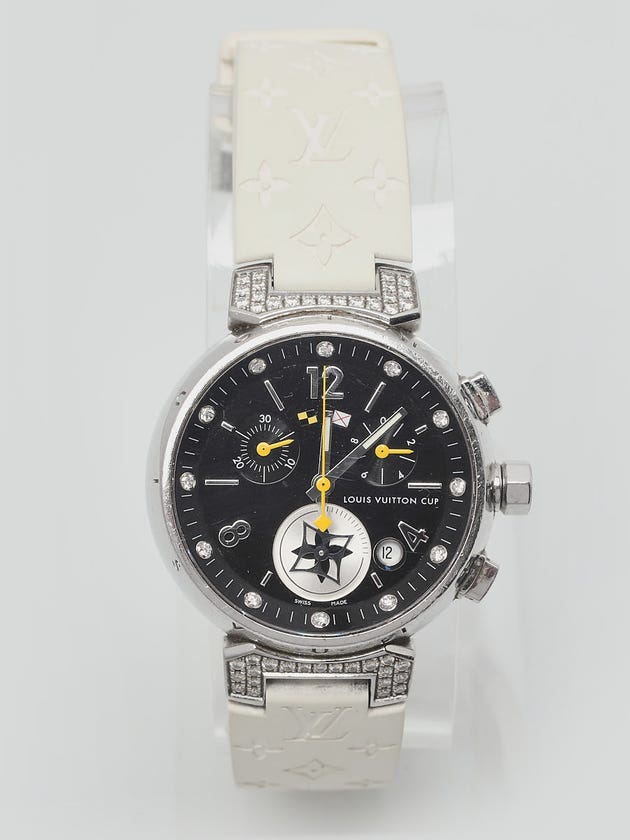 Louis Vuitton Stainless Steel and Diamond Tambour Lovely Cup Chronograph Quartz Watch