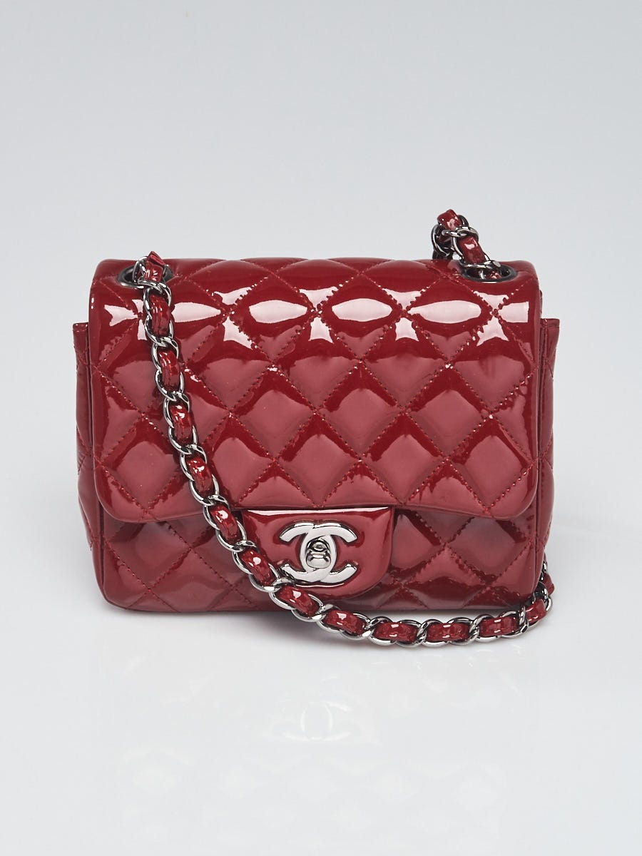 Chanel Dark Red Quilted Patent Leather Classic Square Mini Flap Bag -  Yoogi's Closet