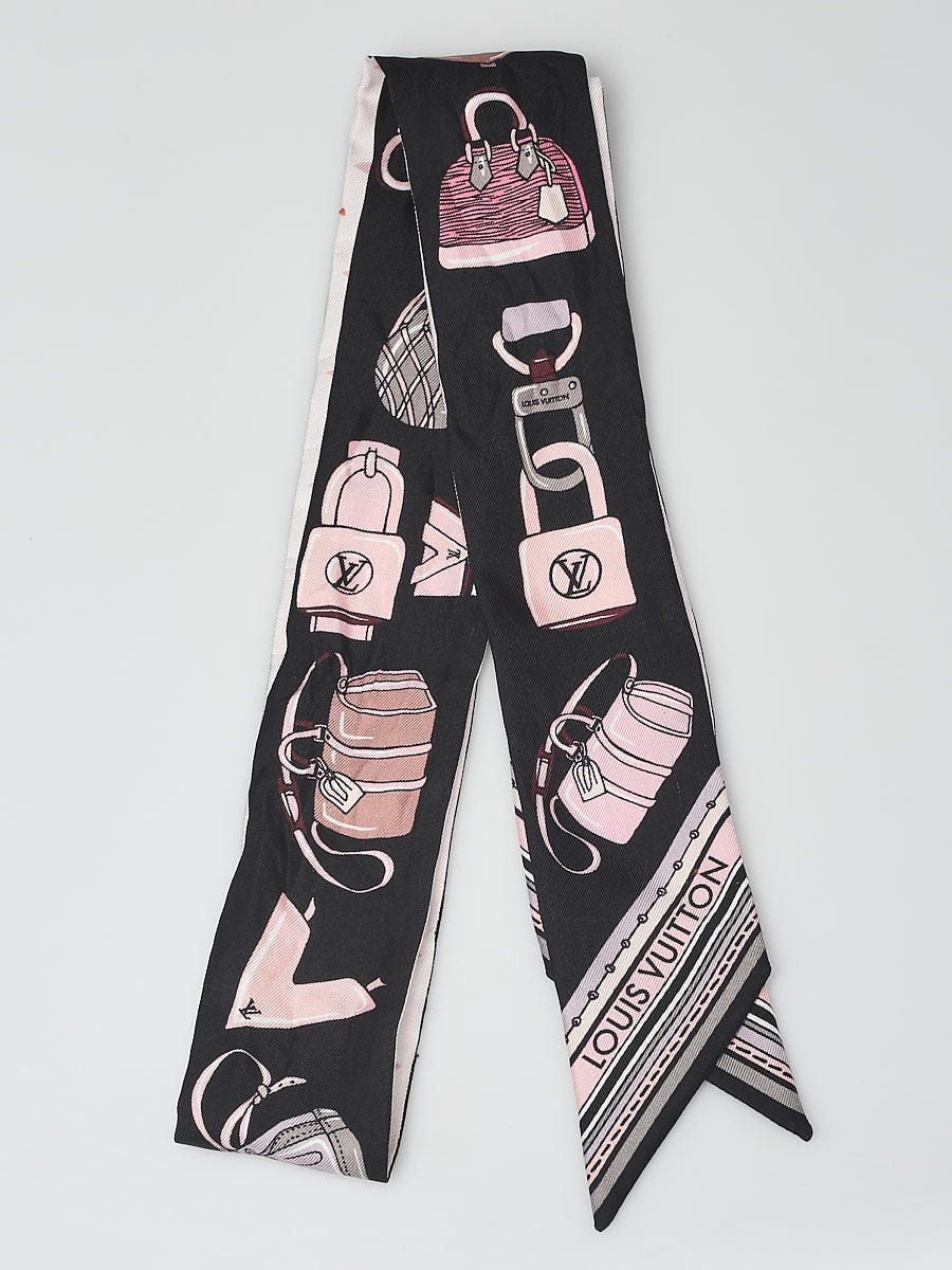 Louis Vuitton Black Pink Silk Essentials BB Bandeau Scarf