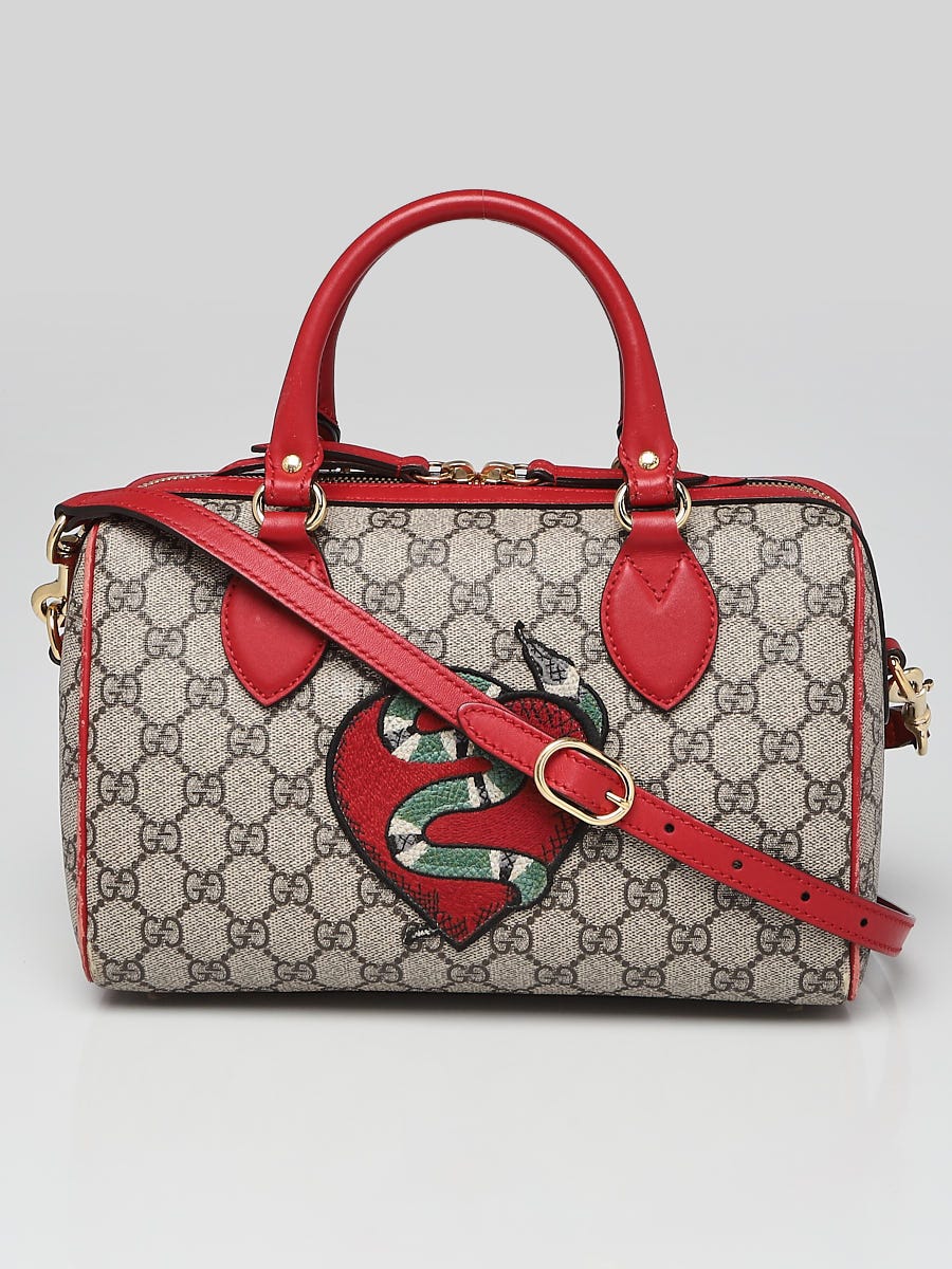 GUCCI Beige GG Monogram Canvas Red Leather Trim & Dual Handle Tote