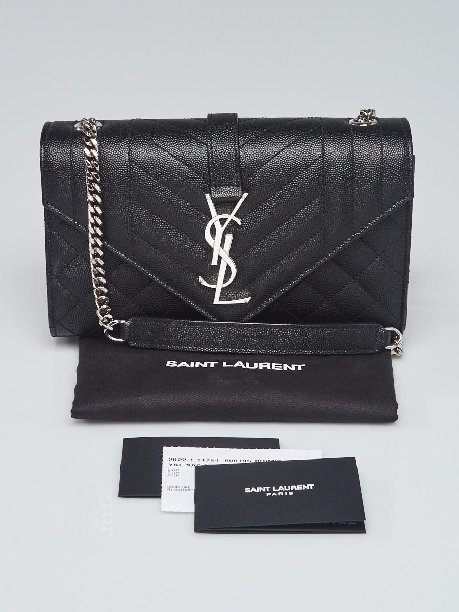 YSL Wristlet - Envelope Pouch Embossed Leather (black), Luxury