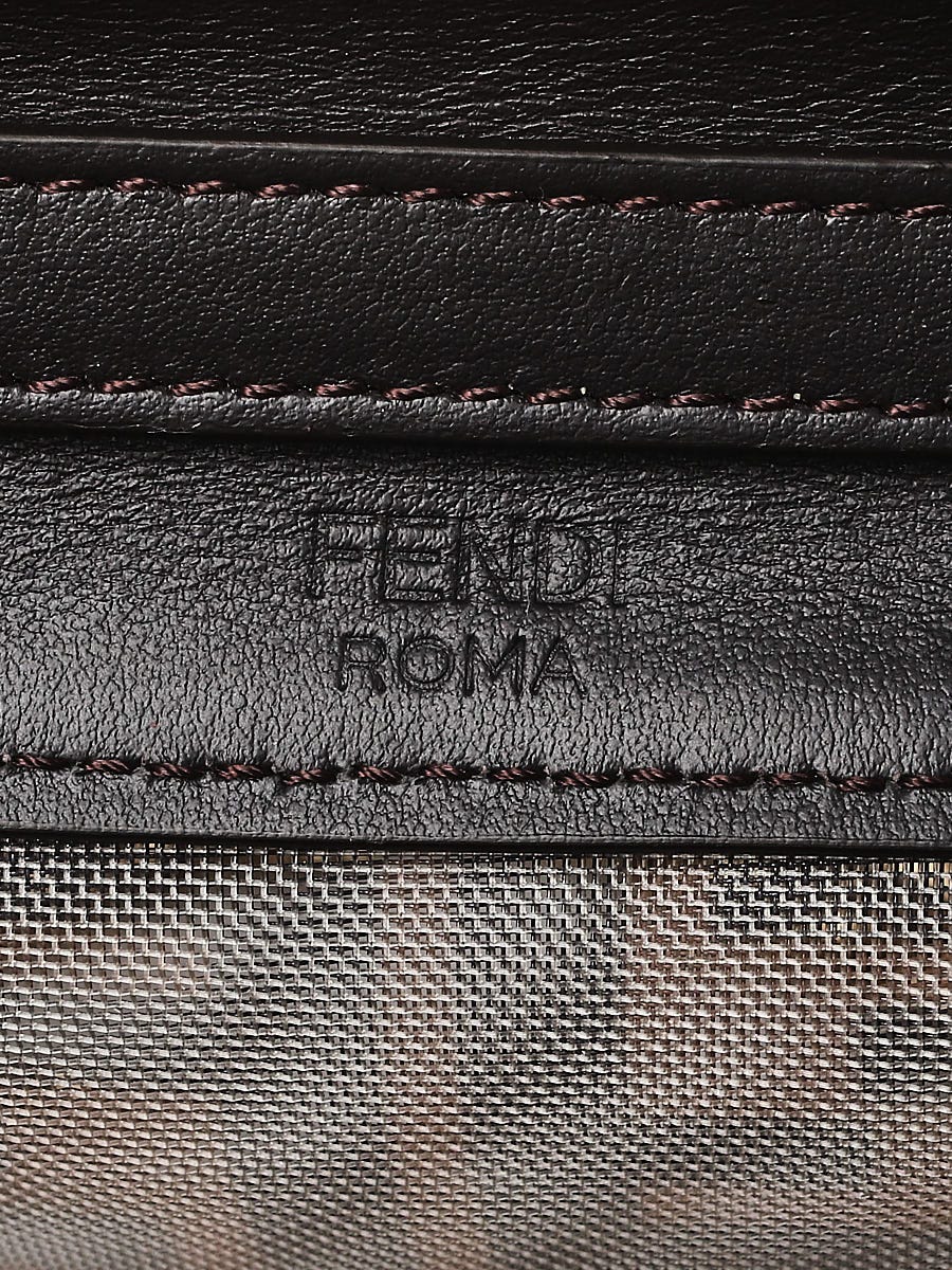 Fendi Tobacco Zucca Mesh and Leather Kan I Logo Small