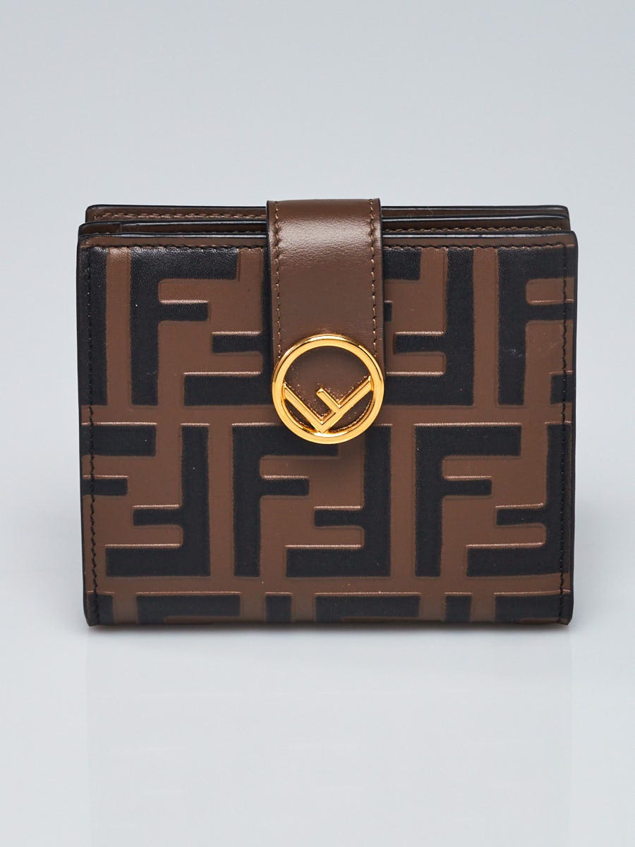 Fendi Tobacco Zucca Leather F Is Fendi Compact Flap Wallet 8M0386