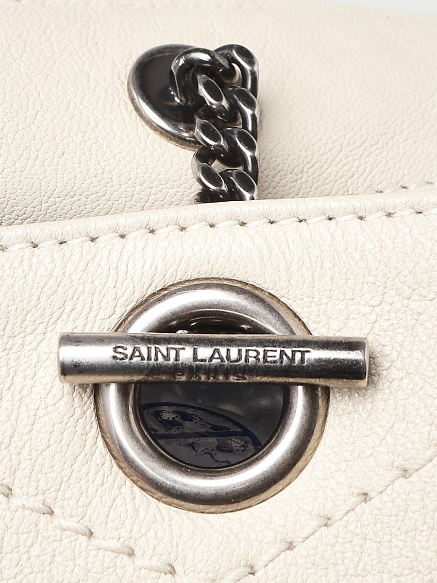 Yves Saint Laurent Blanc Vintage Quilted Lambskin Leather
