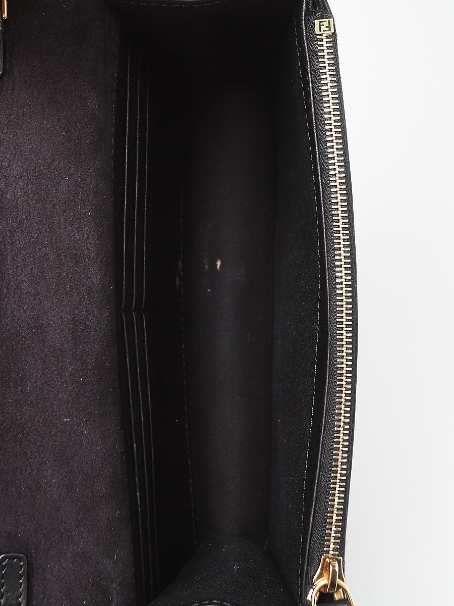 Fendi Black Nappa Leather Tube Wallet on Chain Clutch Bag