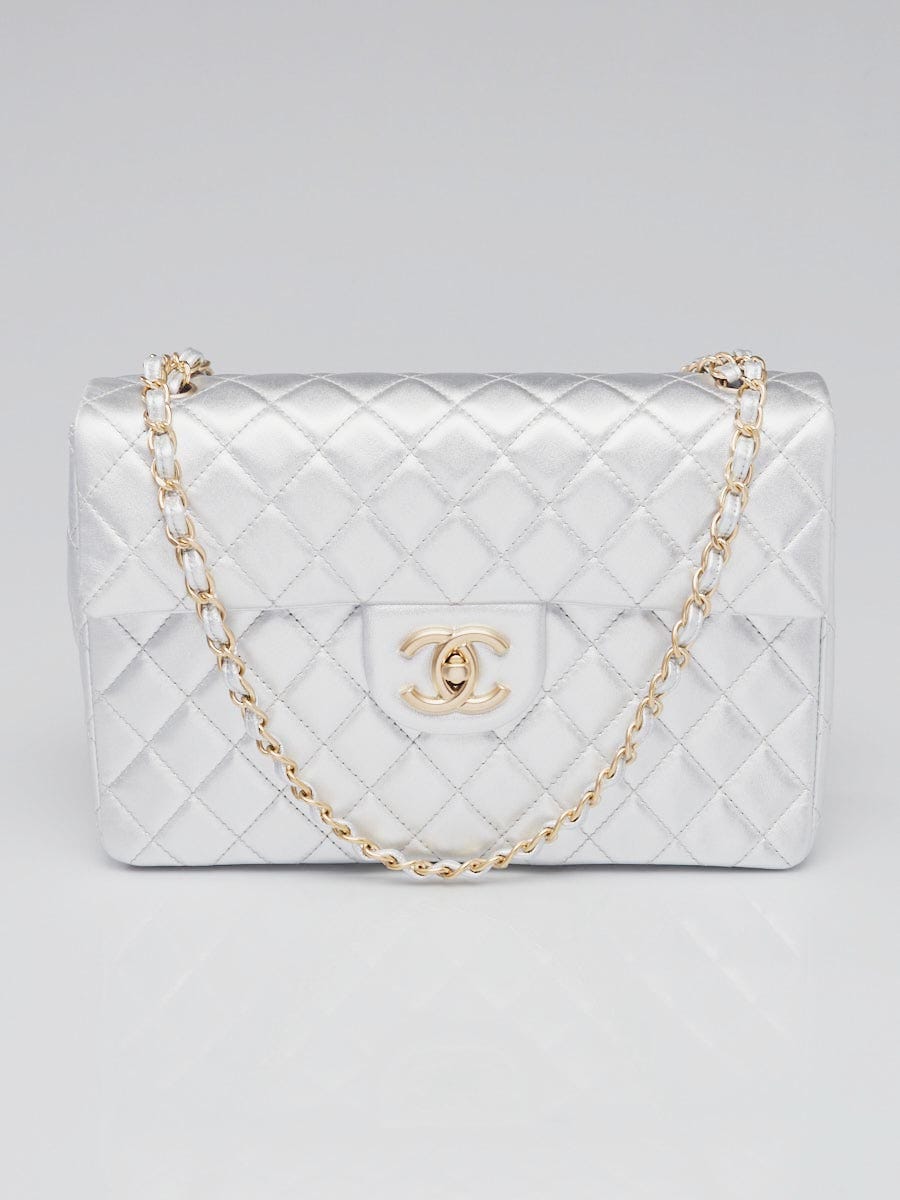 Chanel Silver Quilted Leather Classic Maxi Jumbo XL Flap Bag - Yoogi's  Closet