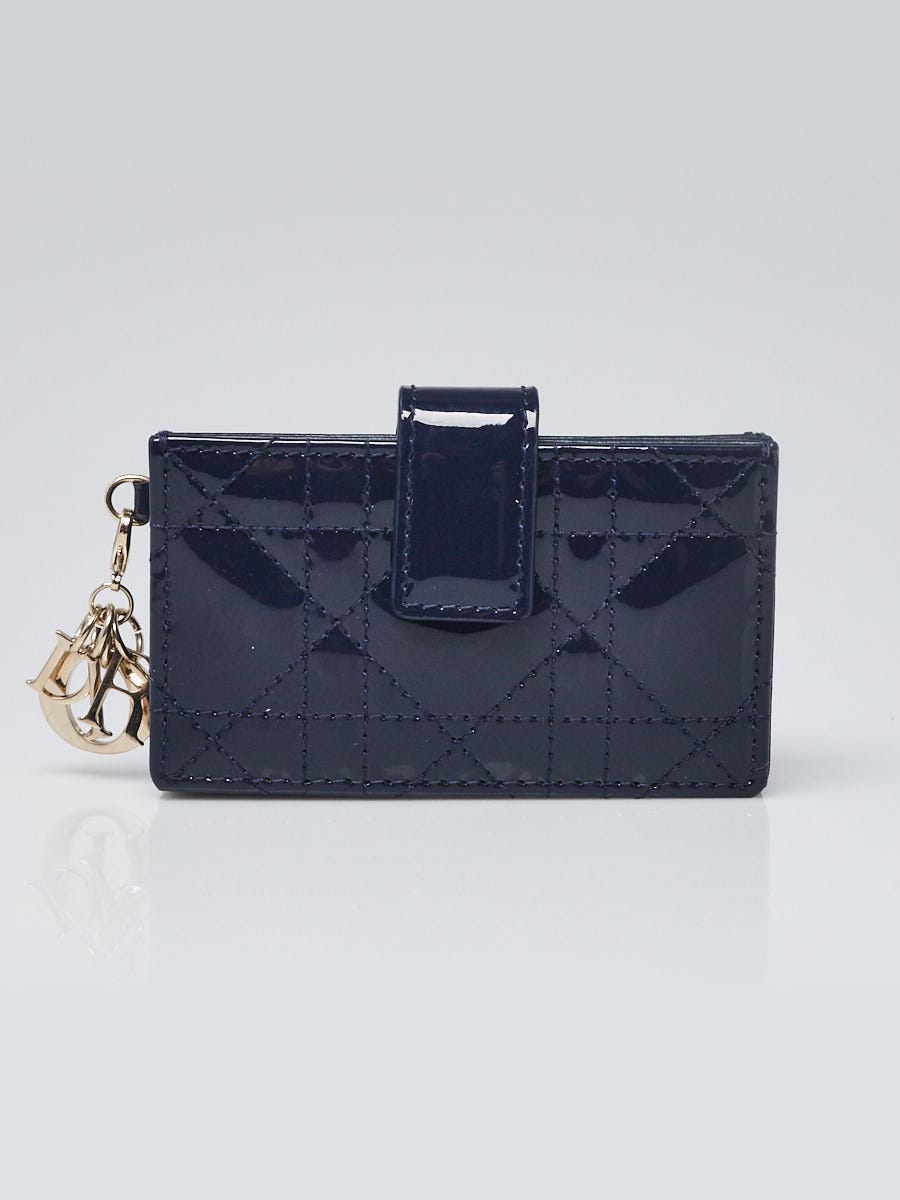 Christian Dior Dark Blue Patent Leather 5 Pocket Card Case - Yoogi's Closet