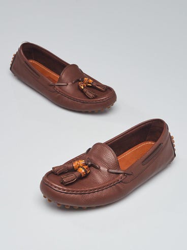 Gucci Brown Pebbled Leather Bamboo Tassels Driving Loafers Size 5.5/36 | Yoogi's Closet Gucci Brown Pebbled Leather Bamboo Tassels Driving Loafers Size 5.5/36 | Yoogi's Closet