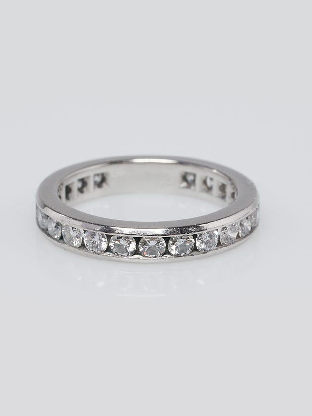 Tiffany & Co. 3mm Platinum and Diamond Channel Set Eternity Band Size 3.5