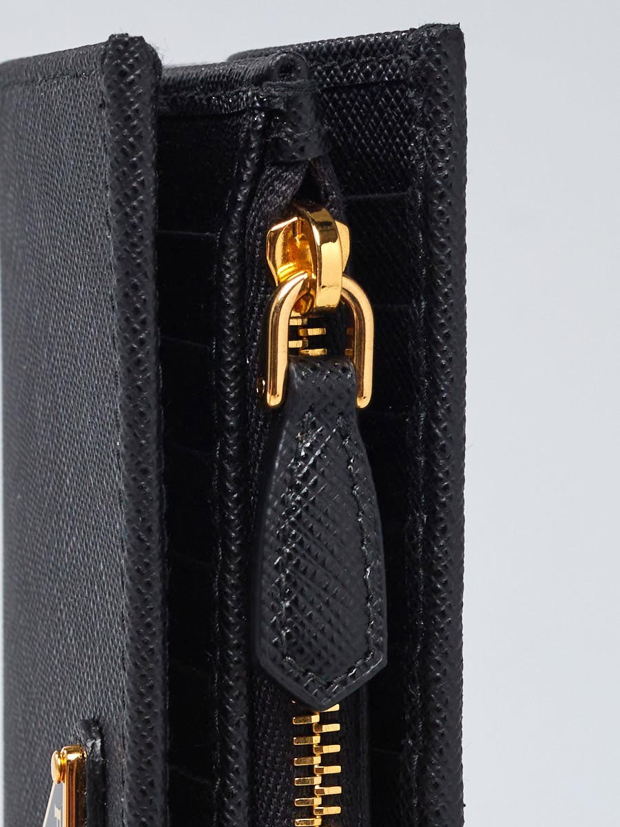 Prada Black Saffiano Leather Cahier Wallet on Chain
