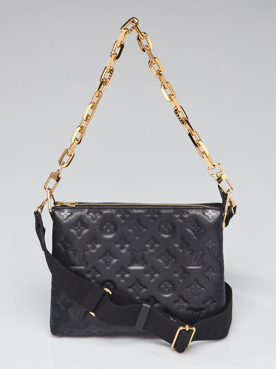 Louis Vuitton Black Monogram Embossed Lambskin Leather Coussin PM