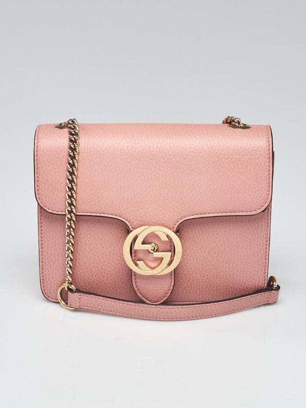 Gucci Pink Calfskin Leather Interlocking G Dollar Crossbody Bag