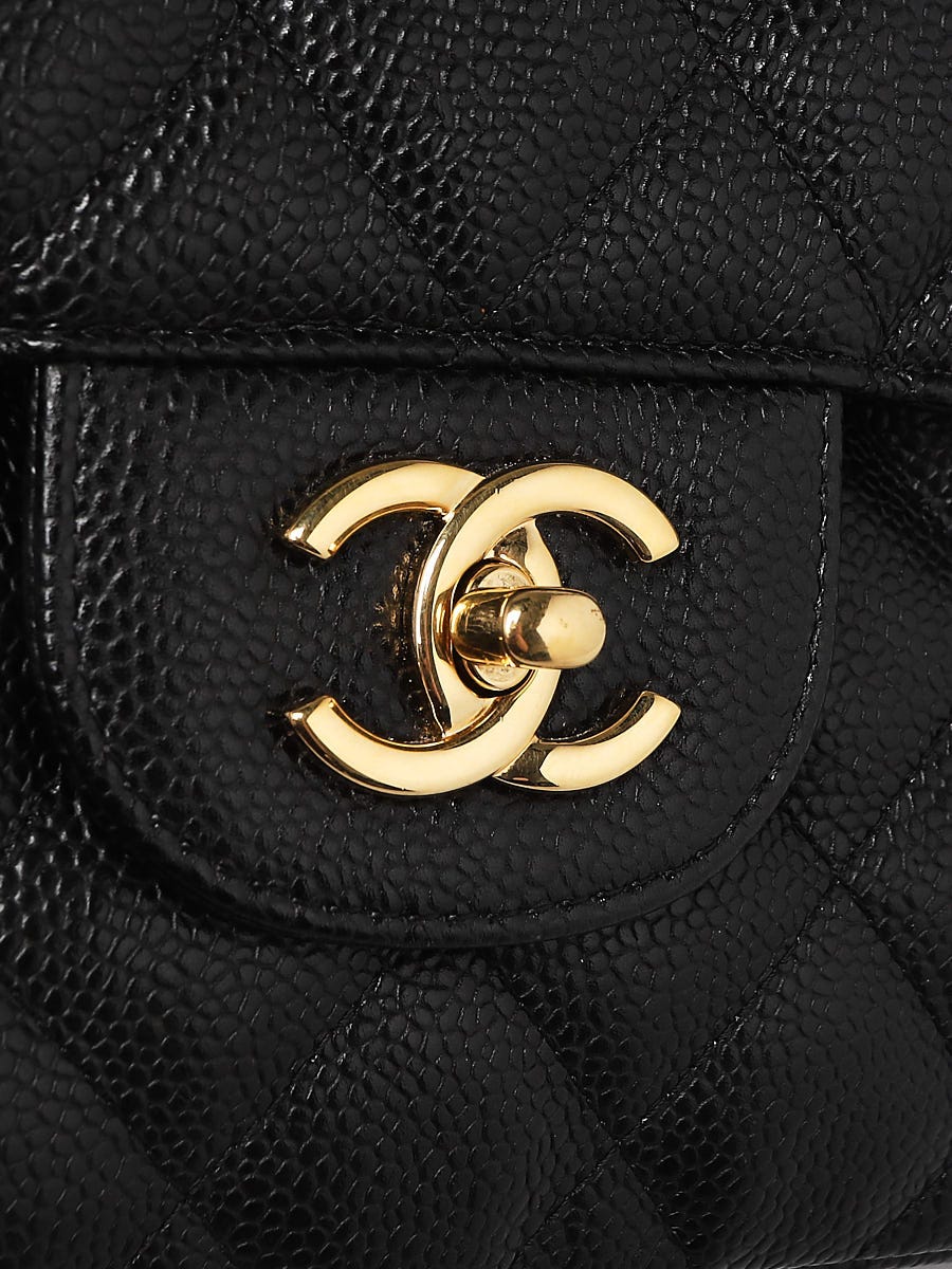 Chanel Black Quilted Caviar Leather Classic Jumbo Double Flap Bag - Yoogi's  Closet