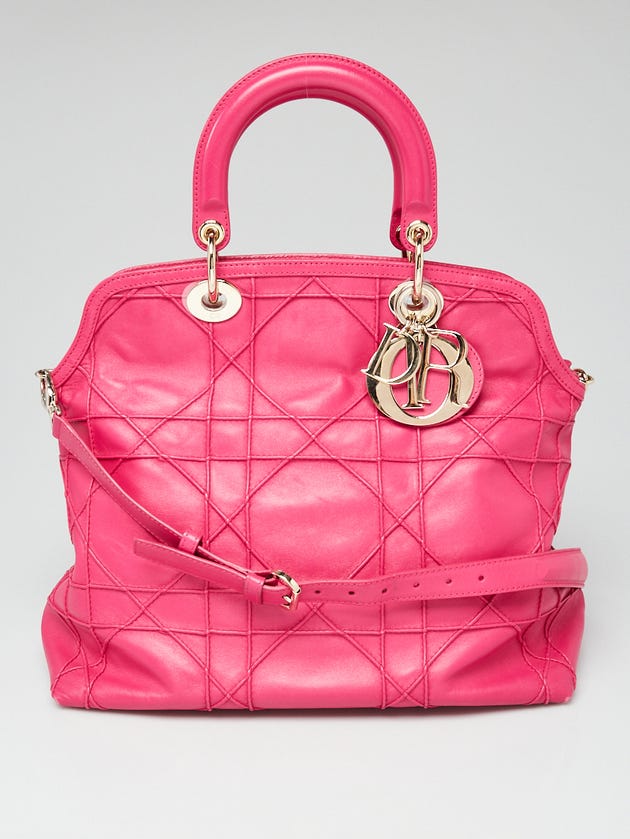 Christian Dior Pink Cannage Quilted Lambskin Leather Granville Tote Bag