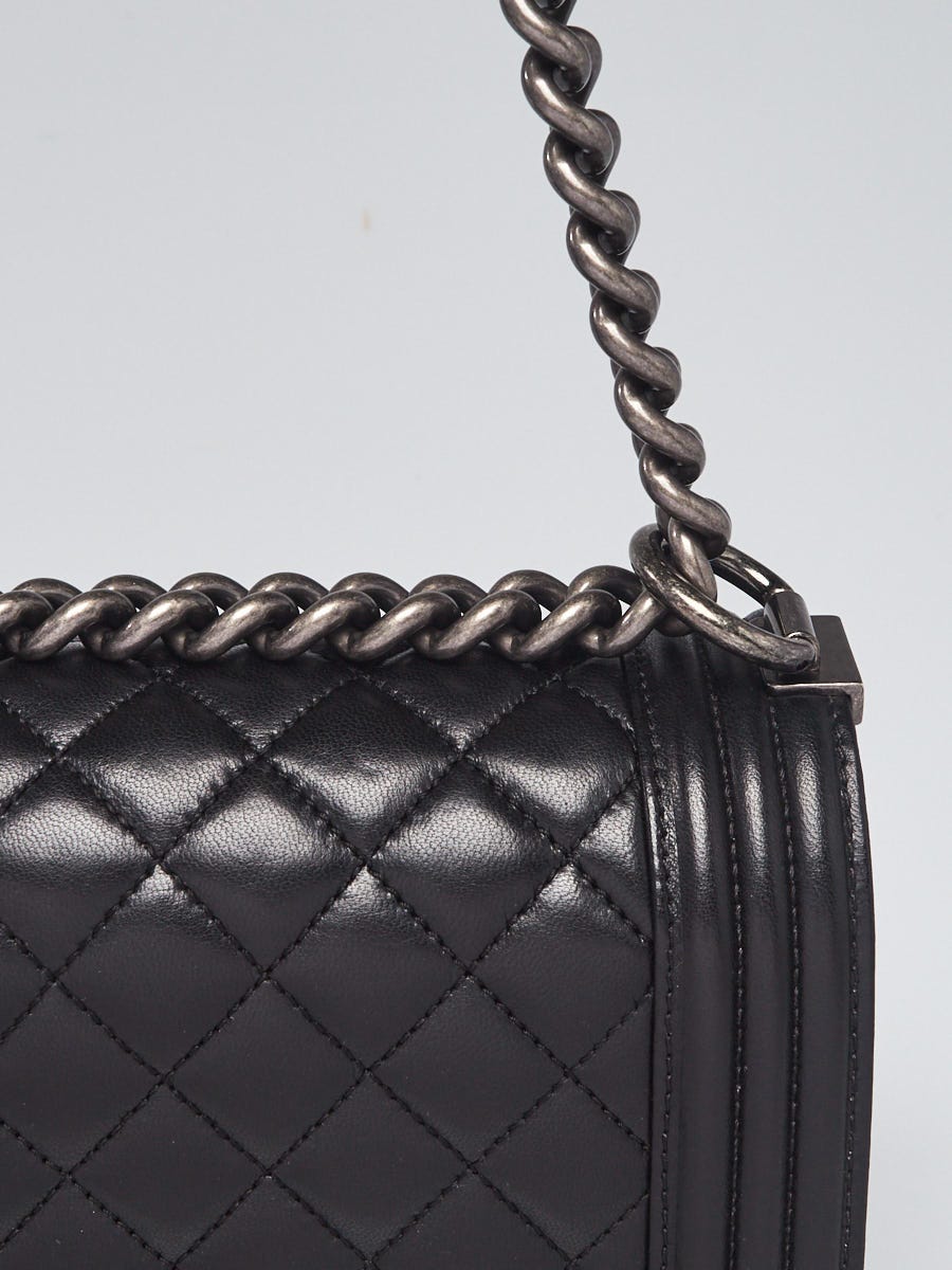 Chanel Black/White/Red/Blue Quilted Lambskin Leather East/West Crest Boy Bag  - Yoogi's Closet