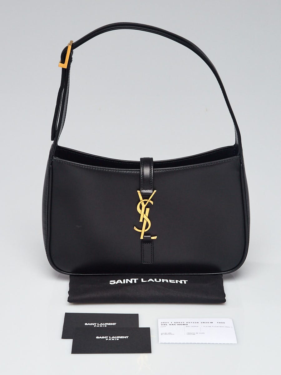 Yves Saint Laurent YSL Black Leather Top Handle Kelly Style