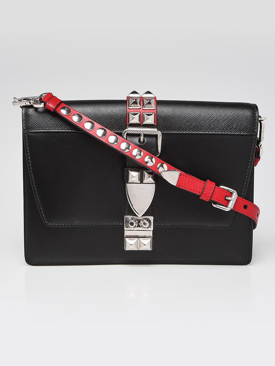 Prada Elektra Crossbody Bag in Black City Calfskin & Saffiano