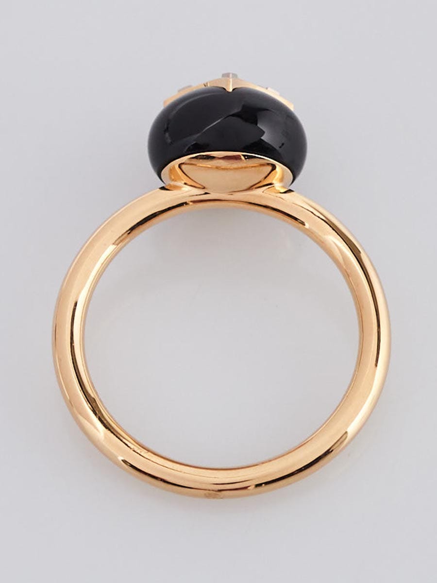 Louis Vuitton Color Blossom Ring, Yellow and White Gold, Onyx and Diamonds Gold. Size 50