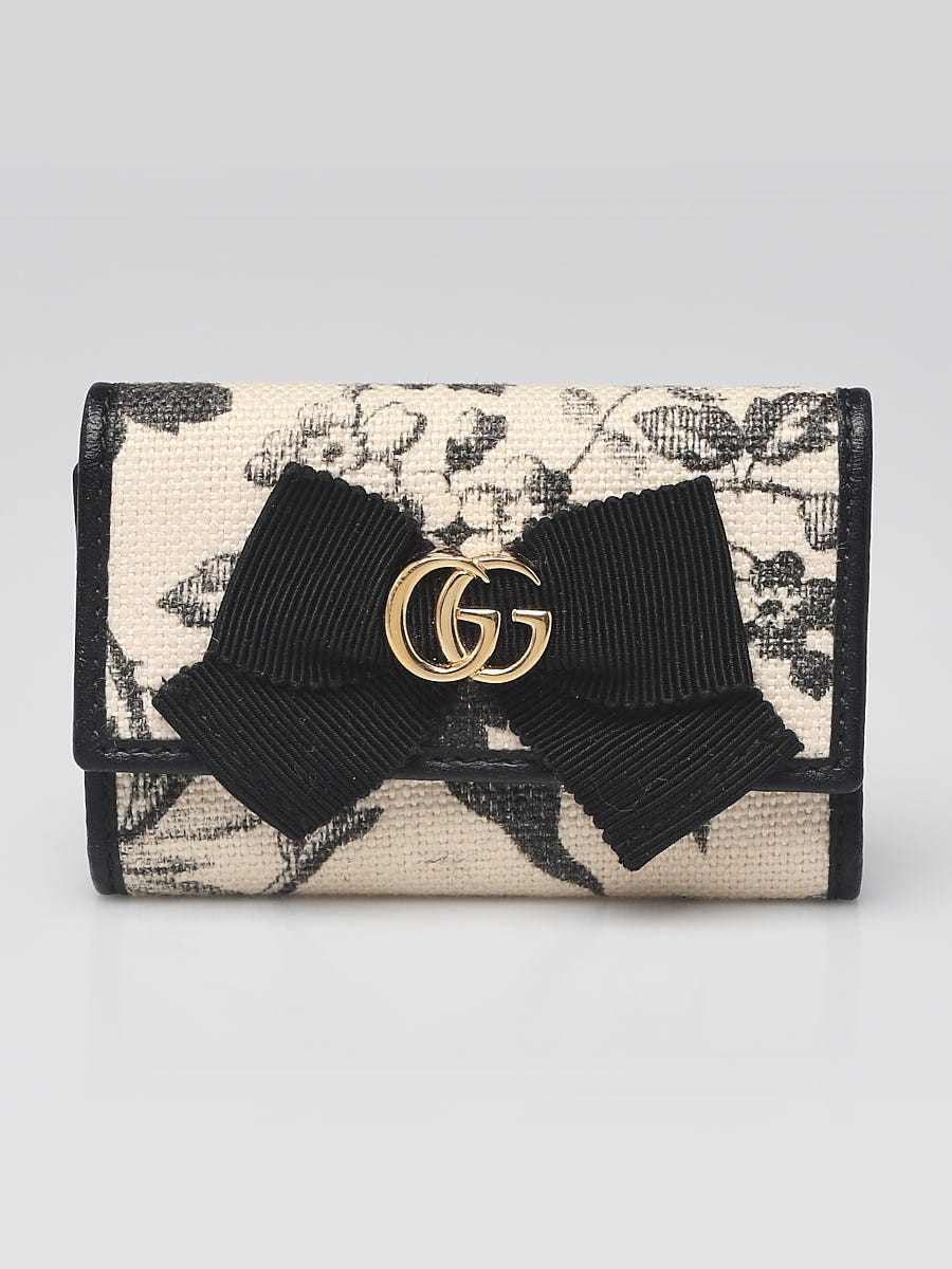 Gucci Beige/Black Floral Print Canvas Marmont 6 Key Holder Case - Yoogi's  Closet