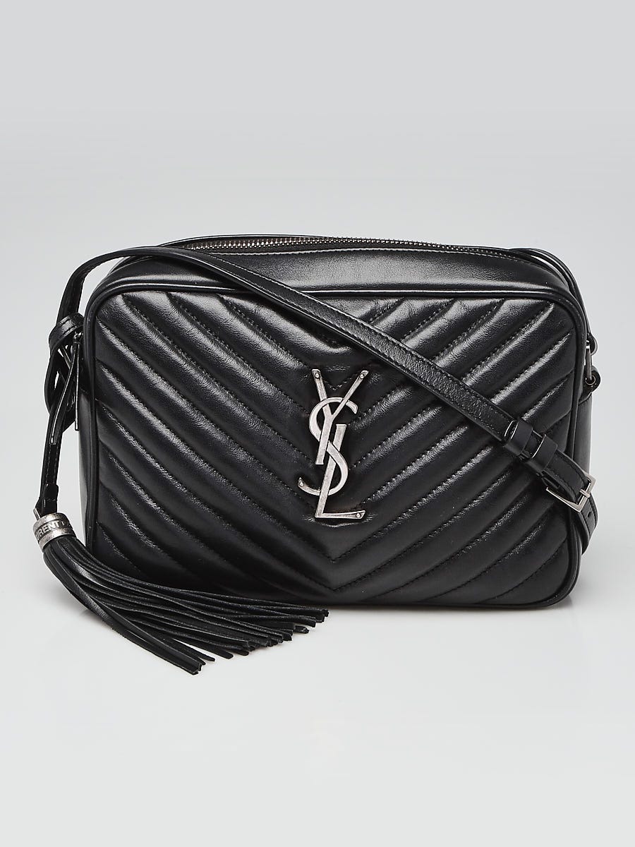 Yves Saint Laurent Black Chevron Quilted Lou Camera Bag - Yoogi's