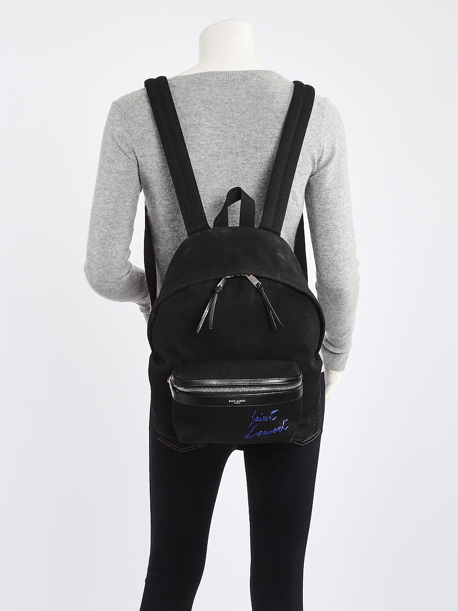 SAINT LAURENT Leather-Trimmed Canvas Backpack for Men