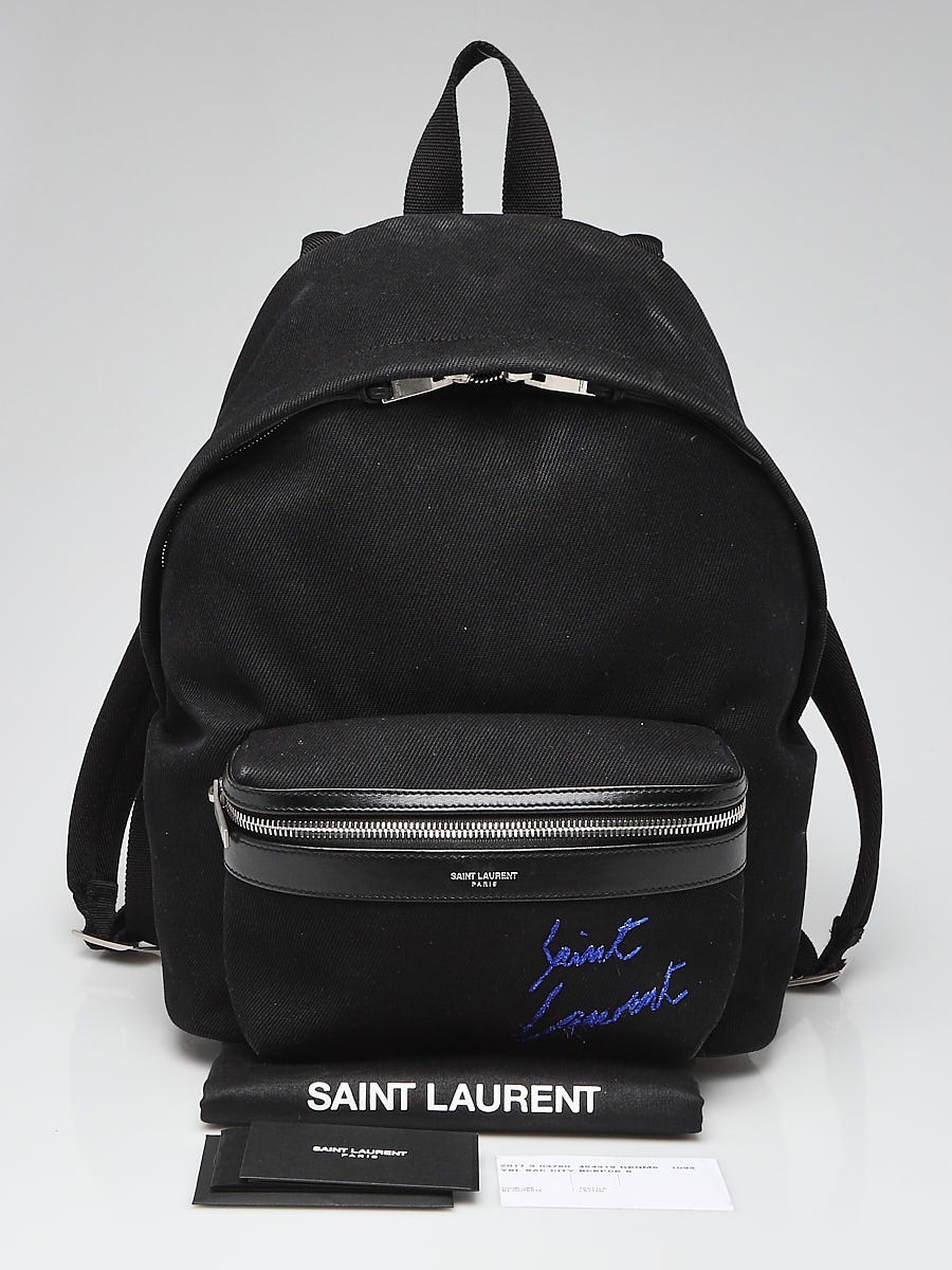 Yves Saint Laurent Black Canvas Backpack Bag - Yoogi's Closet