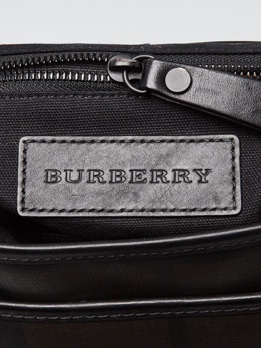 Burberry Black Embossed Leather Bruno Messenger Bag - Yoogi's Closet