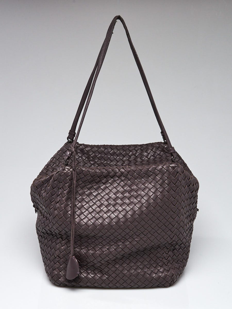 Purple Knot paillette Intrecciato-leather clutch bag, Bottega Veneta