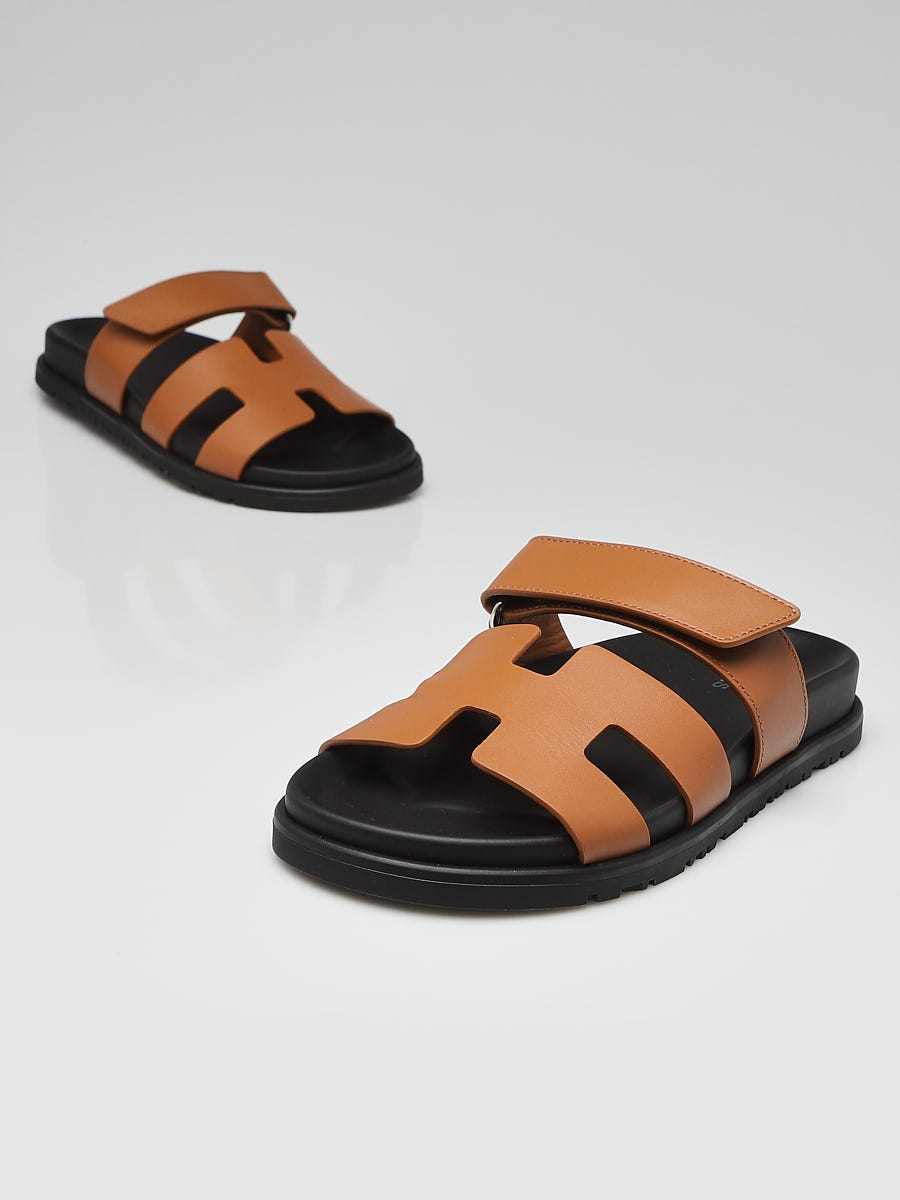 Hermes Blue du Nord Epsom Leather Oran Sandals Size 5.5/36 - Yoogi's Closet