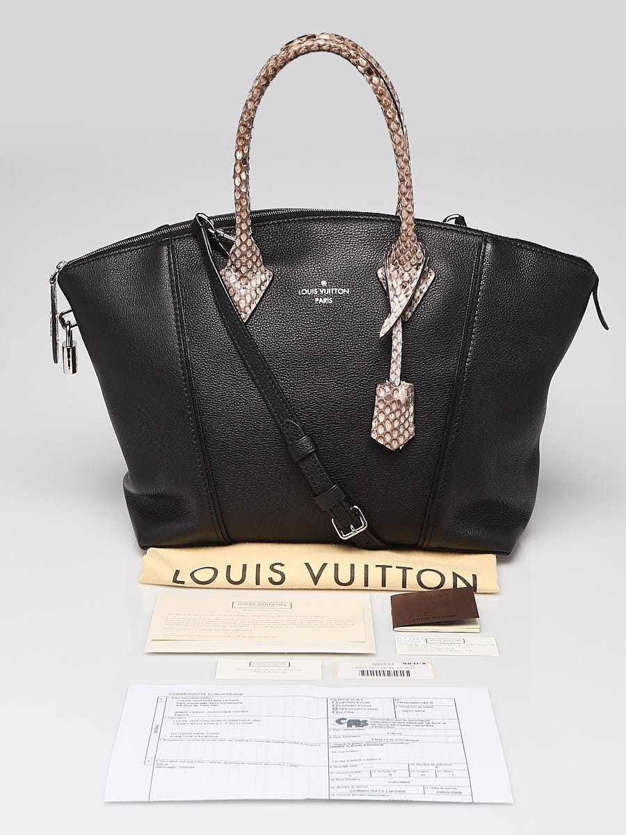 Louis Vuitton Black Taurillon Leather Ayers Snakeskin Soft Lockit