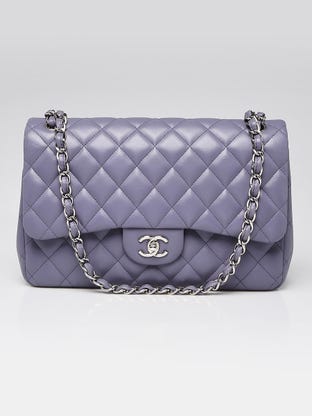 Chanel Light Purple Quilted Lambskin Leather Classic Jumbo Double Flap Bag  - Yoogi's Closet