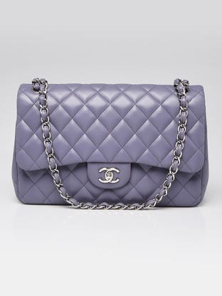 Light Purple Quilted Lambskin Leather Classic Jumbo Double Flap Bag
