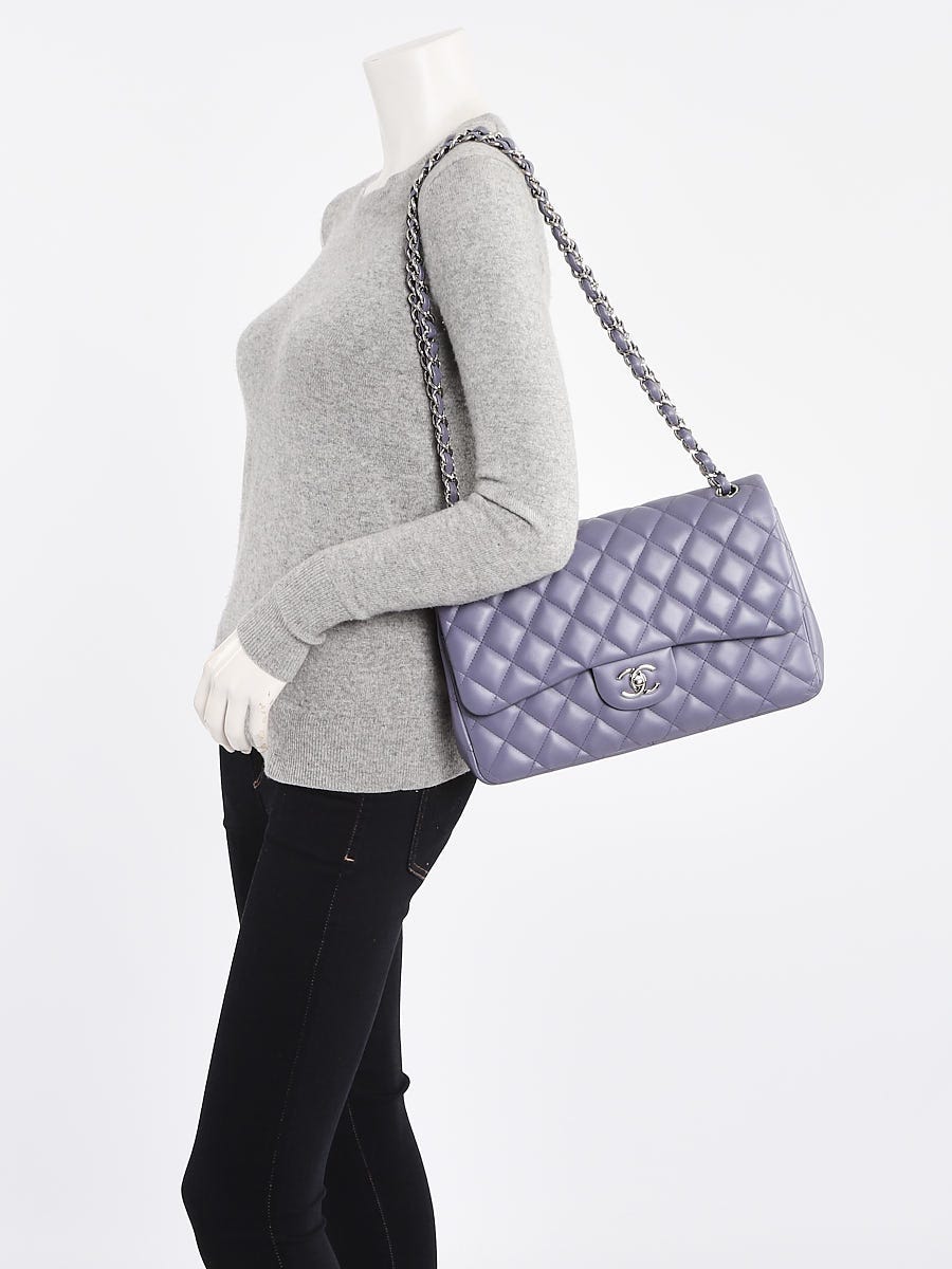 Chanel Purple Alligator Jumbo Classic Double Flap Bag Chanel
