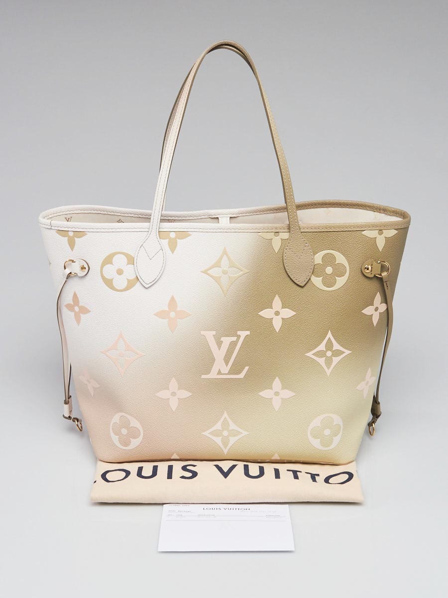 LV Neverfull MM Embossed Monogram - White Leather Women's Handbag
