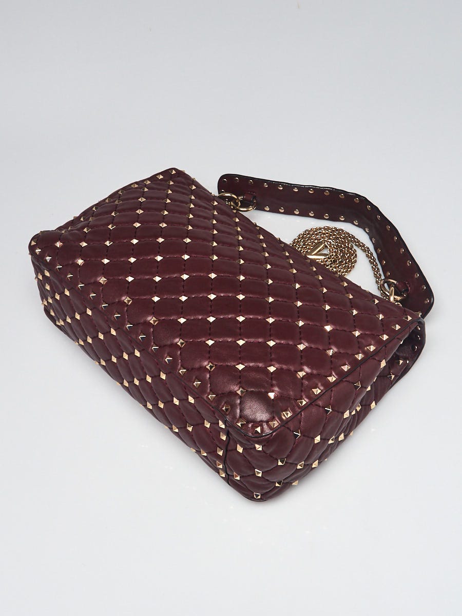 Valentino Burgundy Velvet Rockstud Spike Medium Shoulder Bag, myGemma, CH