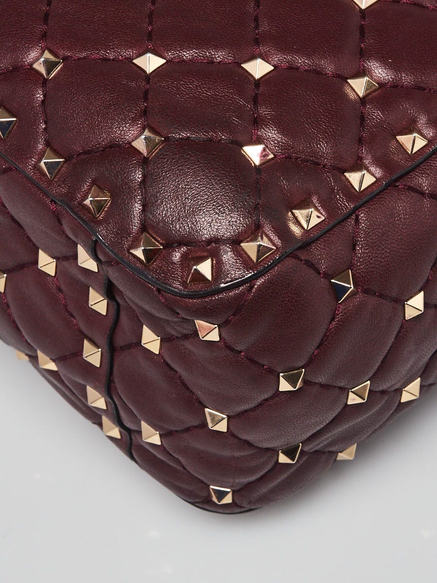 Valentino Garavani - Authenticated Rockstud Spike Handbag - Leather Burgundy for Women, Never Worn