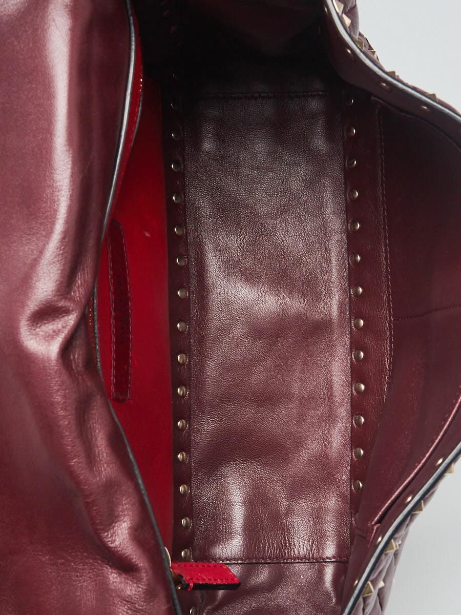 Valentino Garavani - Authenticated Rockstud Spike Handbag - Leather Burgundy for Women, Never Worn