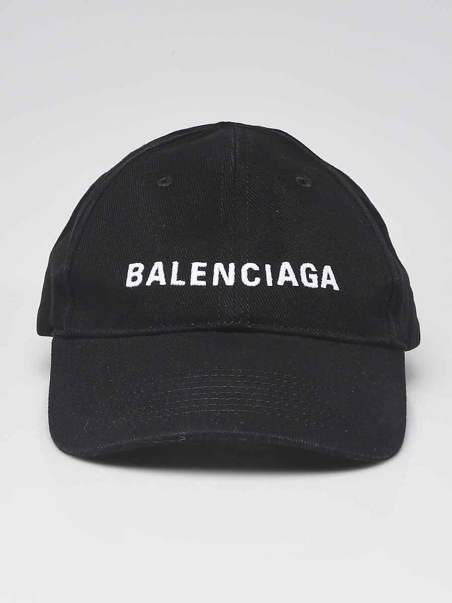 Balenciaga Black Cotton Logo Embroidered Baseball Hat Size L