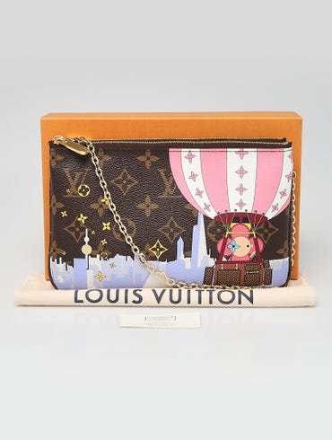 Louis Vuitton Limited Edition Monogram Canvas 2019 Christmas Animation  Double Zip Pochette Bag