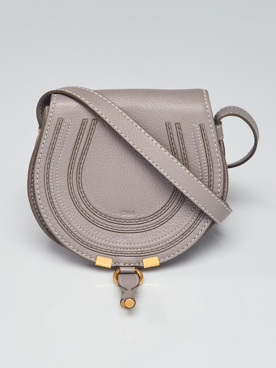 Chloe Mini Marcie Crossbody Bag Leather Cashmere Grey