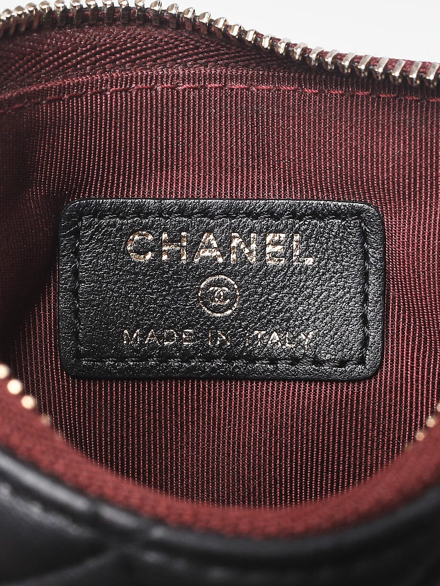 Chanel Black Quilted Lambskin Leather Mini O-Case Zip Pouch