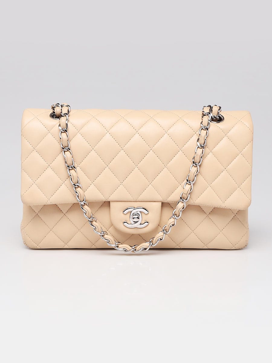 Chanel Beige Quilted Lambskin Leather Classic Medium Double Flap Bag -  Yoogi's Closet