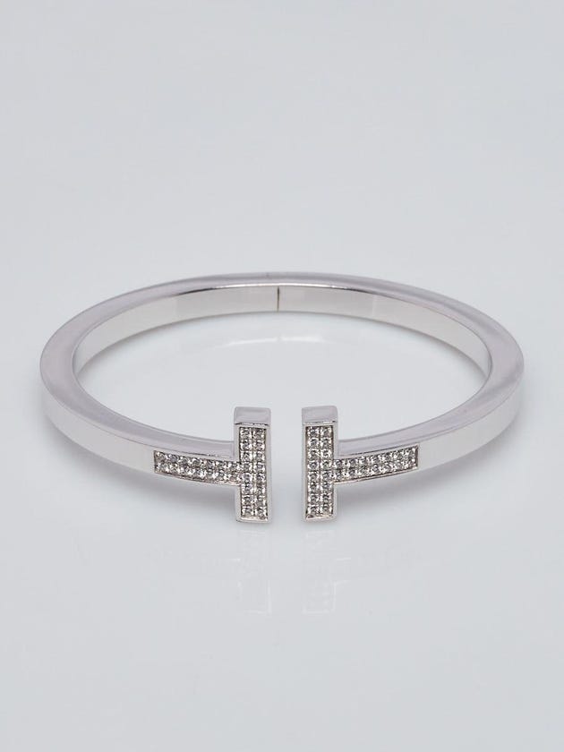 Tiffany & Co. 18k White Gold and Pave Diamonds T Square Bracelet ...