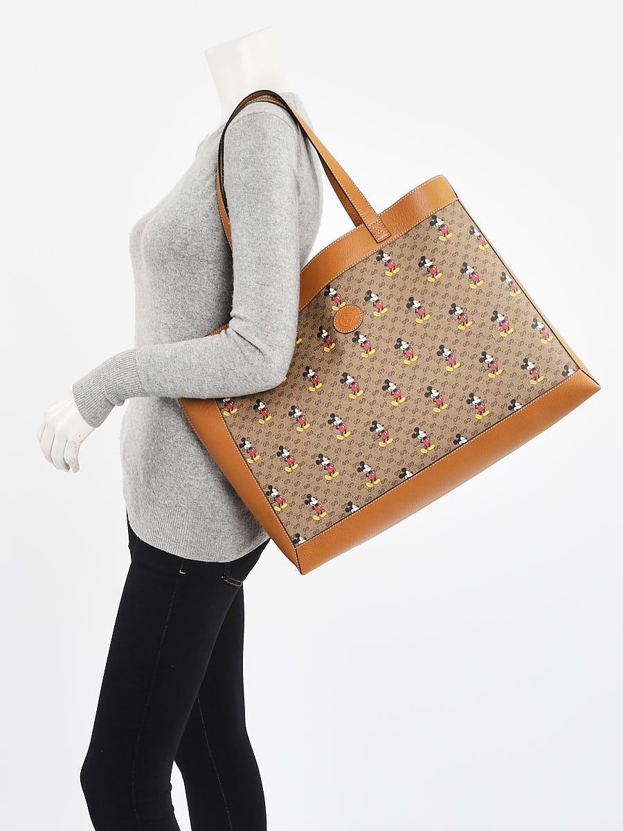 Gucci x Disney Brown GG Coated Canvas Mickey Mouse Tote Bag